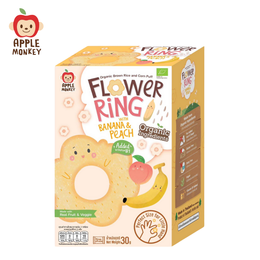 Apple Monkey Organic Flowering Puffs - Banana & Peach