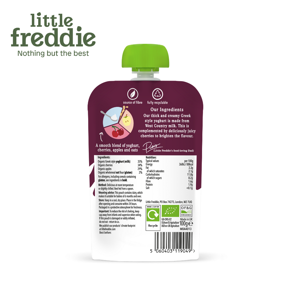 Little Freddie Organic Cherry Greek Style Yoghurt