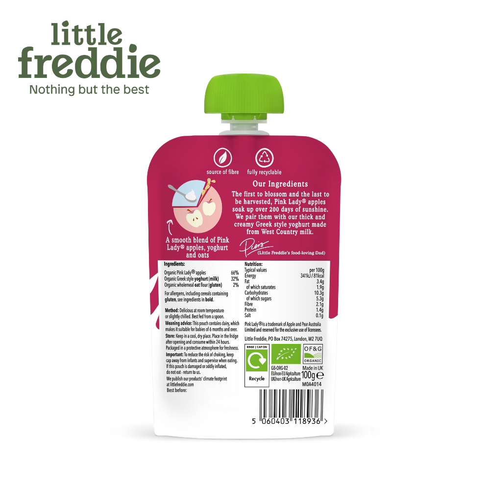 Little Freddie Organic Pink Lady Apple Greek Style Yoghurt