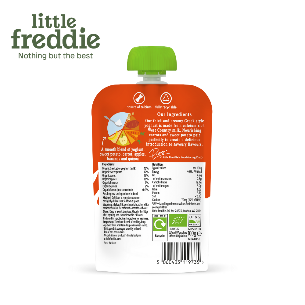 Little Freddie Organic Sweet Potato & Carrot Greek Style Yoghurt
