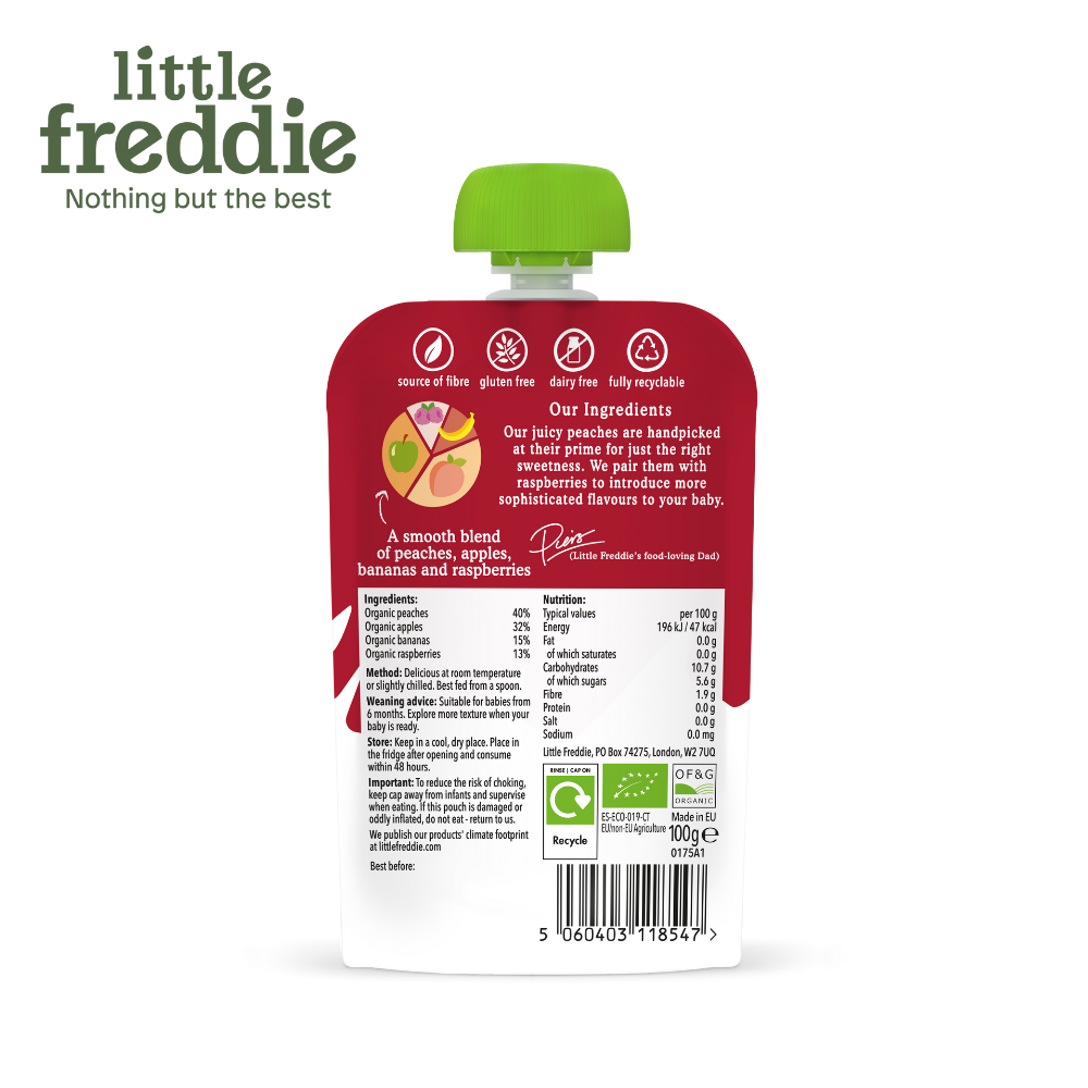 Little Freddie Organic Vibrant Peaches & Raspberries